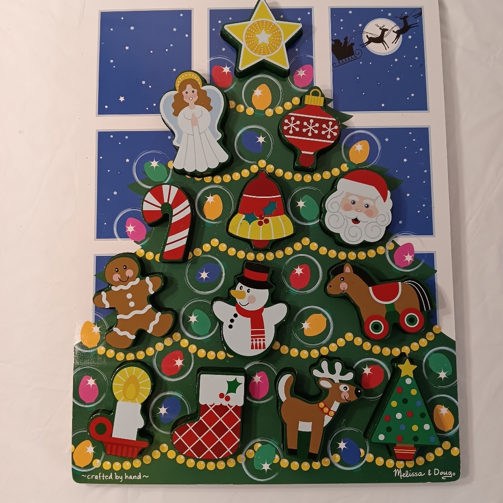 Melissa&Doug 16x12 Chunky 11 Piece Christmas Tree Puzzle Complete